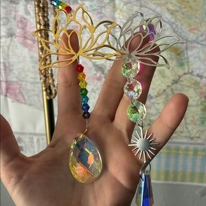 Lotus Crystal Sun Catcher Hanging Decorations - Gold & Iridescent